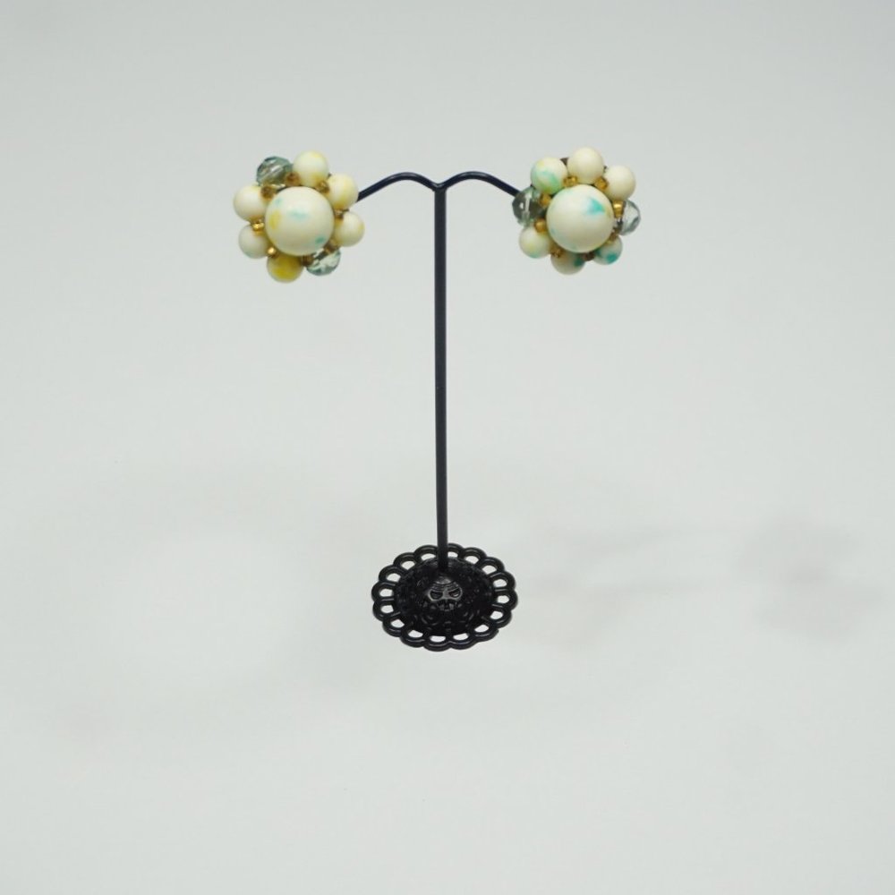 2/$30 - Vintage Turquoise and Yellow Clip-On Earrings